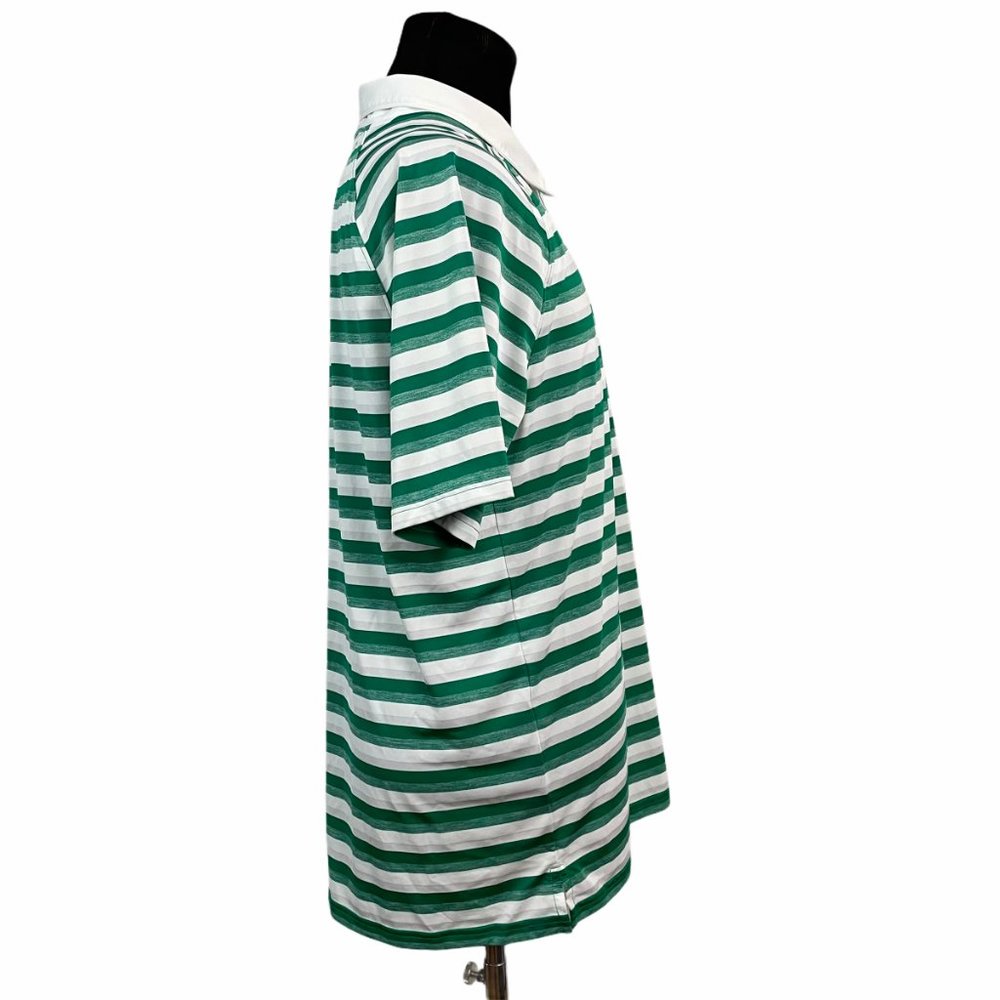 Oakley Hydrolix Mens Polo Shirt XL Extra Large Green White Striped Golf Athletic - Picture 5 of 8